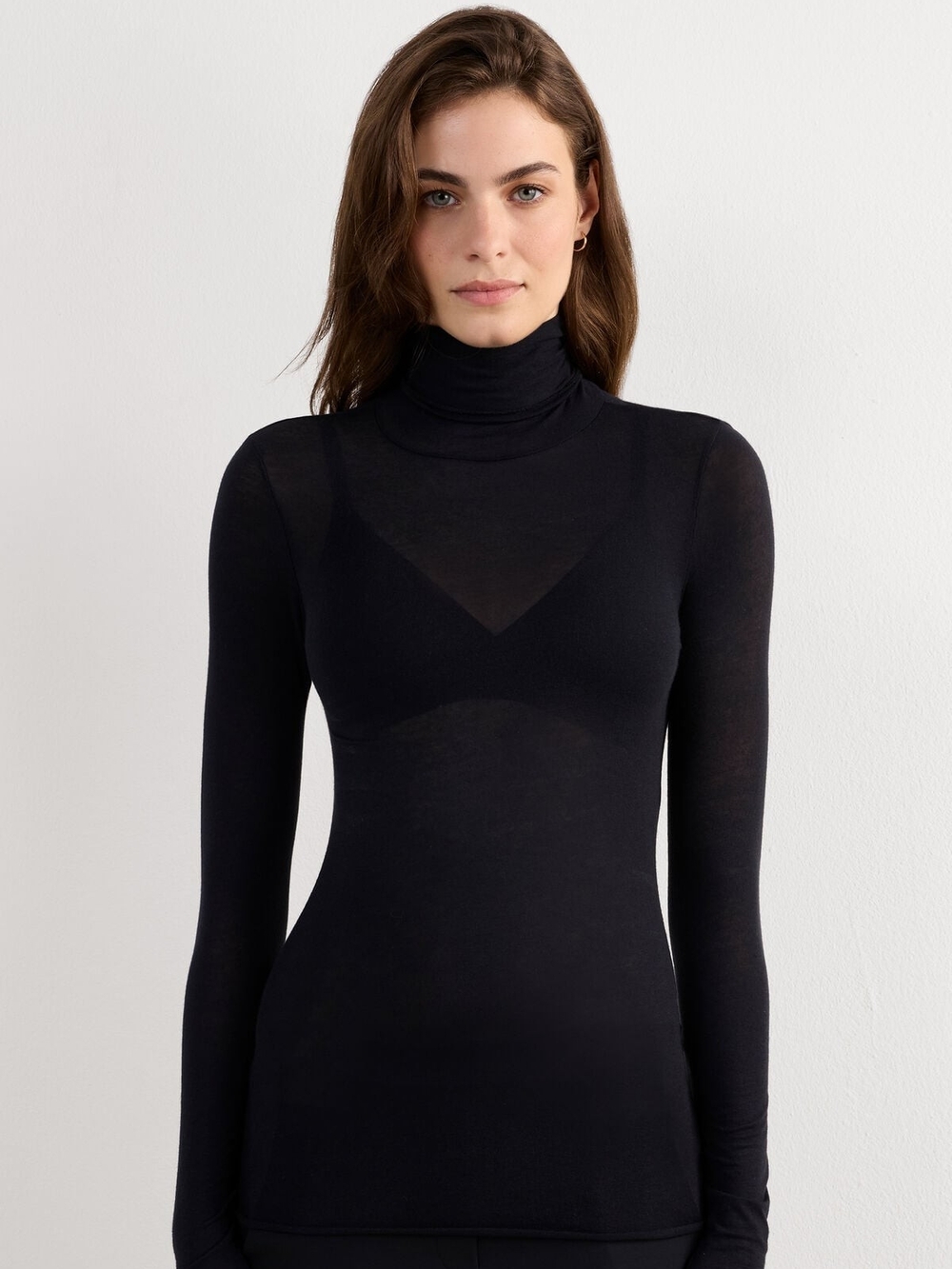 intimissimi Black Sheer Long Sleeve Top